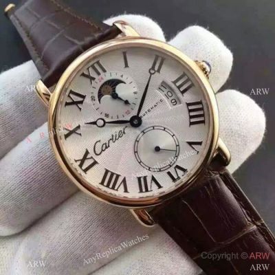 Copy Swiss Cartier Louis Moon Phase Watch Rose Gold